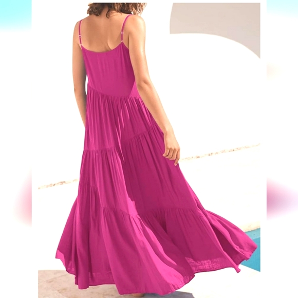 ANRABESS Women Summer Casual Loose Sleeveless Sundress Spaghetti Strap Pink - Picture 5 of 15